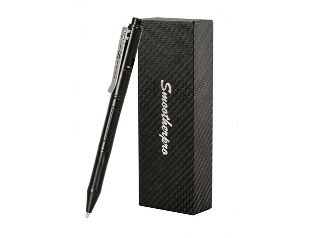 Stainless Steel Bolt Action Pen,Retro Black Weighted Metal Body Supports Steady Writing, with Refillable Design for Office Notes, Signatures, and...