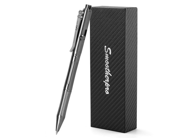 Stainless Steel Bolt Action Pen, Gray Weighted Metal Body Supports Steady Writing, with Refillable Design for Office Notes, Signatures, and Daily...