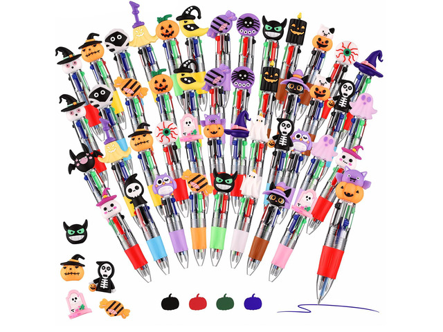 48 Pcs Halloween Pens, Fun Multicolor Pens Gifts for Classroom Halloween Goodie Bags Stuffer, Fun Pens Party Favors for Kids, Prize Gifts,...