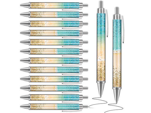 24 Pcs Beach Teal Pens Bulk Ocean Party Favor Summer Teacher Gift Teachers Pens Bulk for Ocean Summer Cruise Gifts Nautical Party Favors Beachy...