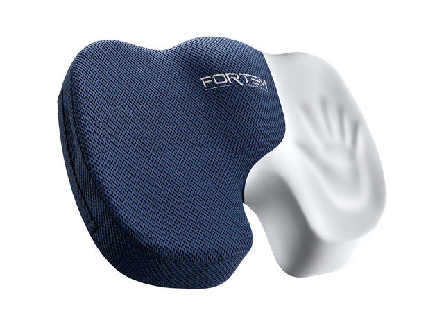 Seat Cushion, Office Chair Cushion for Tailbone Sciatica Pain Relief Memory Foam Pillow for Car Ergonomic Design Washable Cover Non Slip Blue