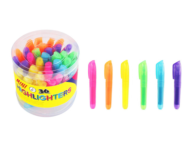 36Pcs Mini Highlighters, Assorted Colors, 3.5'' Colored Highlighters, Chisel Tip, Highlighter Markers, Highlighter Pens