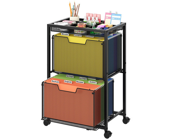 Rolling File Cart with 2 Drawers, Under Desk Storage Cabinet with DIY Divider, Letter/Legal Mobile Filling Cabinet on Wheels, Hanging File Folders...