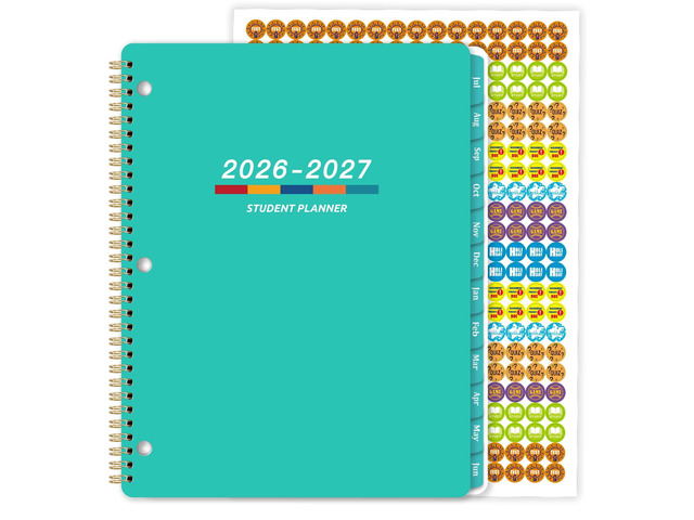 Student Planner 2026-2027 - Monthly and Weekly School Planner 2026-2027 with Colorful Tabs & Stickers, July 2026 - June 2027, 11' × 9', Academic...