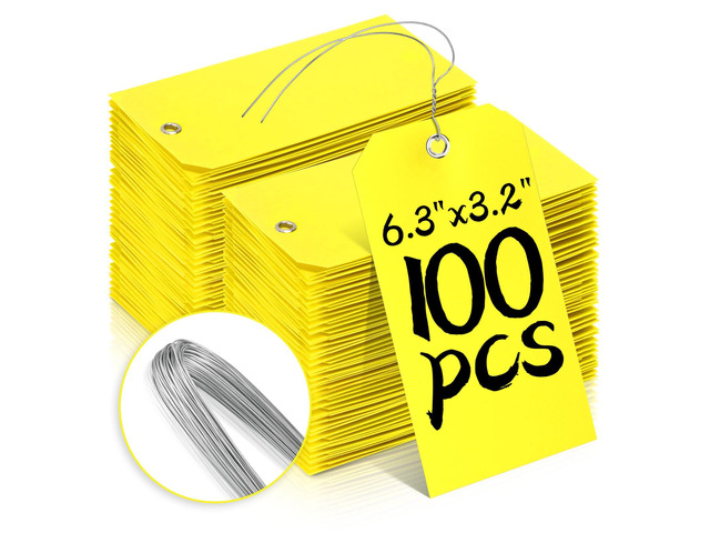 100 Pcs Waterproof Tags Writable Plastic Tags for Labeling Tag with Wire Tie Large Heavy Duty Tags Moving Tags Pipe Tags for Outdoors Car Garage...