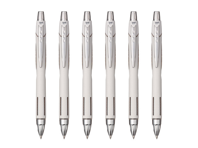 Jetstream RT Ballpoint Pen, Fine Point (0.7mm), Shell White Barrel, Black Ink, 6 Pens