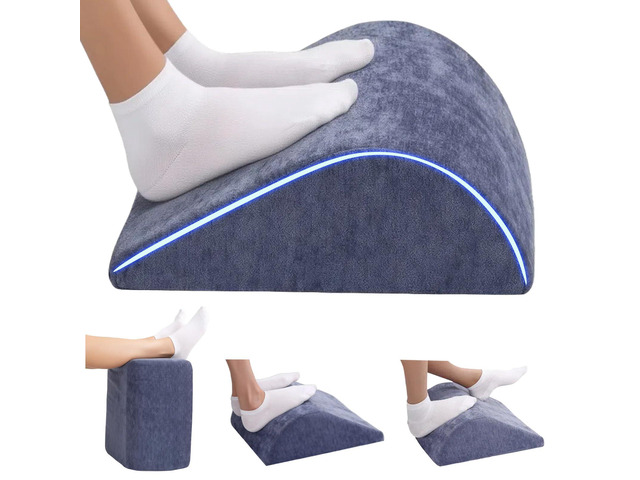 Foot Rest for Under Desk at Work, Ergonomic Under Desk Footrest with Washable Cover for Office, Home & Gaming Leg Elevation Pillow Blue