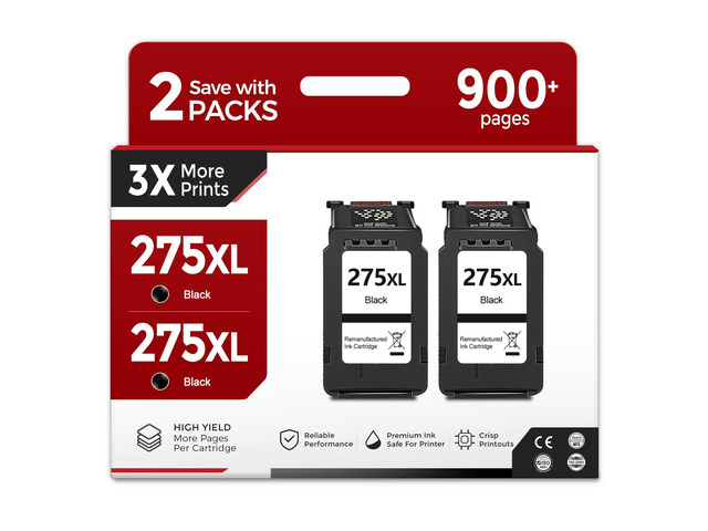 275XL Black Ink Cartridges (2 Pack) Replacement for Canon PG 275 XL PG275XL PG275 Work with Cannon Pixma TS3522 TR4720 TS3500 TS3520 TR4700 TS3700...