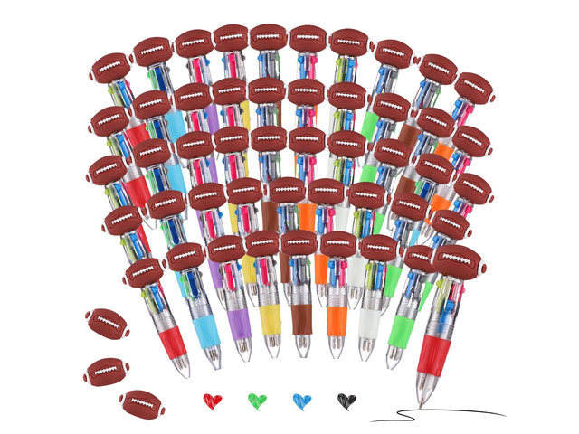 48 Pcs Football Pens, Fun Multicolor Pens Gifts for Football Game Pens for kids, 4-in-1 Fun Pen, Prize Gifts for classroom, Birthday Party Favors