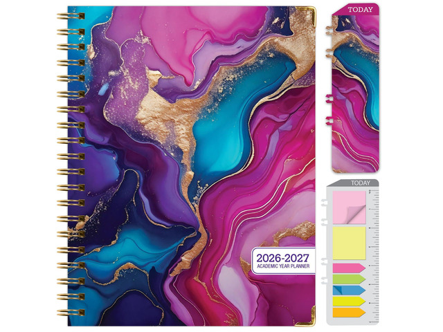 HARDCOVER Academic Year 2026-2027 Planner: 14 Months (May 2026 Through June 2027) 8.5'x 11' Daily Weekly Monthly Planner Yearly Agenda. Bookmark,...
