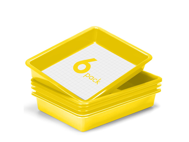 6 Pack Paper Trays for Classroom, Yellow Plastic Book Bins with Colorful Labels, Stackable Letter Size Storage Tray, Desk Organizer Tray for Home,...