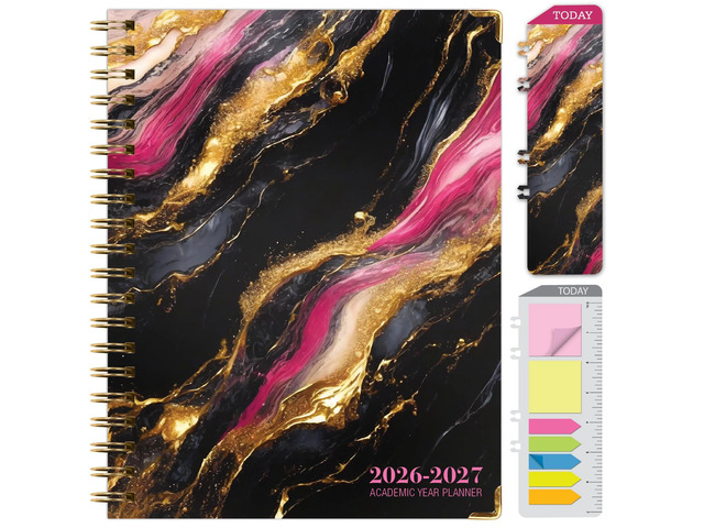 HARDCOVER Academic Year 2026-2027 Planner: 14 Months (May 2026 Through June 2027) 8.5'x 11' Daily Weekly Monthly Planner Yearly Agenda. Bookmark,...