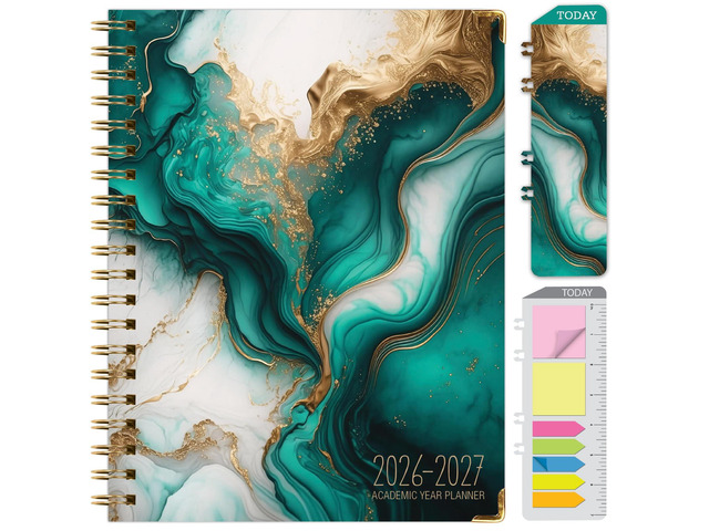 HARDCOVER Academic Year 2026-2027 Planner: 14 Months (May 2026 Through June 2027) 8.5'x 11' Daily Weekly Monthly Planner Yearly Agenda. Bookmark,...