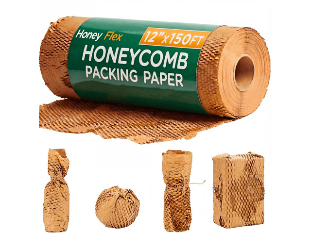 12' x 150FT Honeycomb Packing Paper Roll for Moving & Shipping Expandable Kraft Cushion Wrap for Small Business Packaging Eco Friendly Protective...