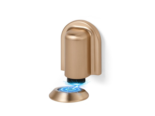 2 Pack Champagne Bronze Door Stopper Magnetic Door Cathc Matte Black Floor Mounted Door Stop Keep Door Open with Screws and Adhesive No Drilling