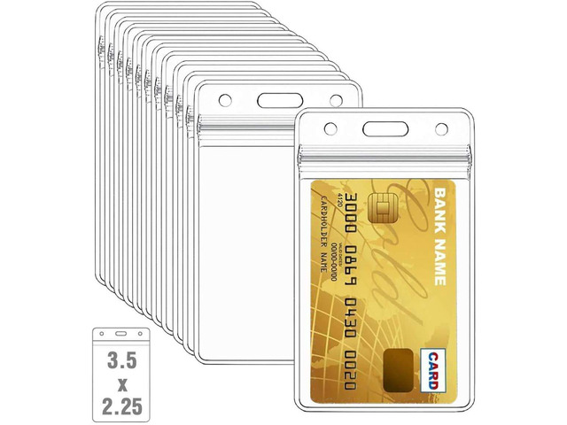 50 Pcs Clear Plastic Vertical Name Badge ID Card Holders
