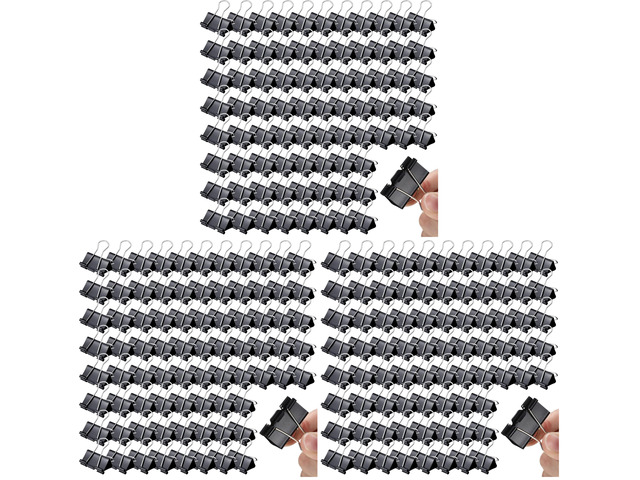 300 Pcs Medium Binder Clips Sturdy 1.25 Inch Black Paper Med Clips Office Supplies Paper Clamps for Office Teachers Students School Business...