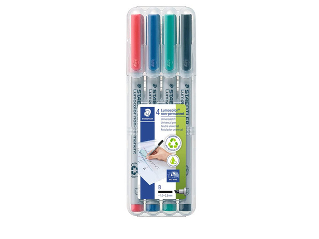 Lumocolor Non-Permanent Pens, 4-count, Broad Tip, Assorted Colors