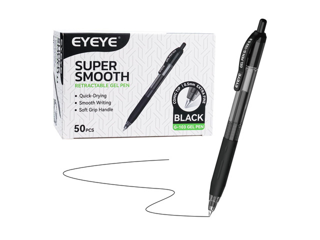 G-103 Retractable Gel Pens Black 50 Pack, 0.5mm Extra Fine Point Ink Pen Quick Dry, Ballpoint Pen Fine Point Smooth Writing Pens for for Office...