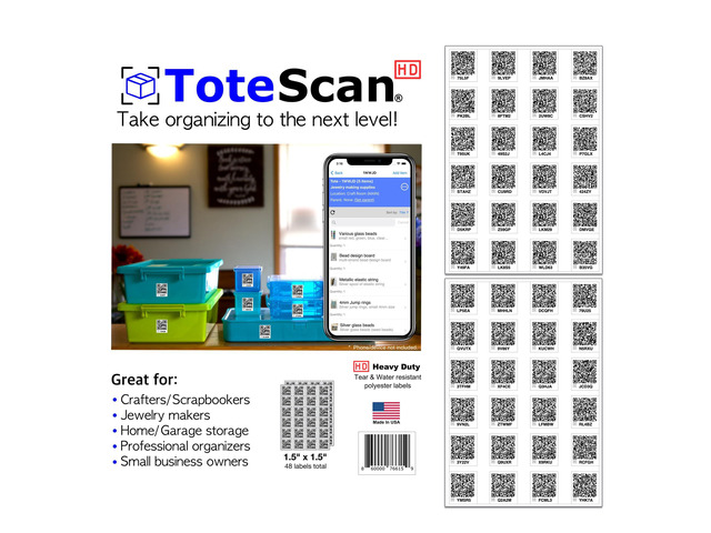 HD (Heavy Duty, Tough Labels) Intelligent Smart QR Labels for Organization/Moving/Storage (48 Unique Peel & Stick, 1.5'x1.5'). Easily Pack and...