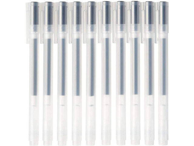 Gel Ink Ballpoint Pen Cap Type 10-Pieces Set, 0.38 mm Nib Size, Black