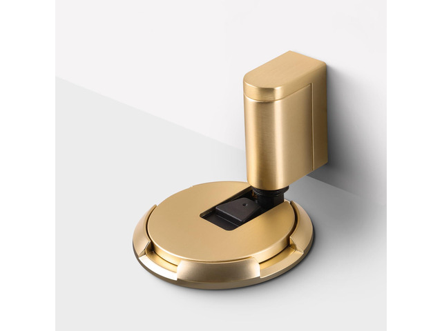 2 Pack Adjustable Bottom Door Stopper Windproof Door Holder No Drilling Mechanical Floor Door Stop with Screw and Adhesive Brushed Gold BG-2