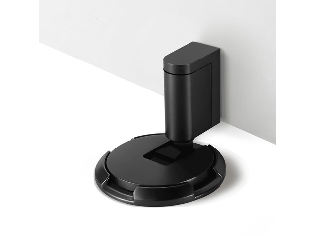 2 Pack Adjustable Bottom Door Stopper Windproof Door Holder No Drilling Mechanical Floor Door Stop with Screw and Adhesive Matte Black MB-2