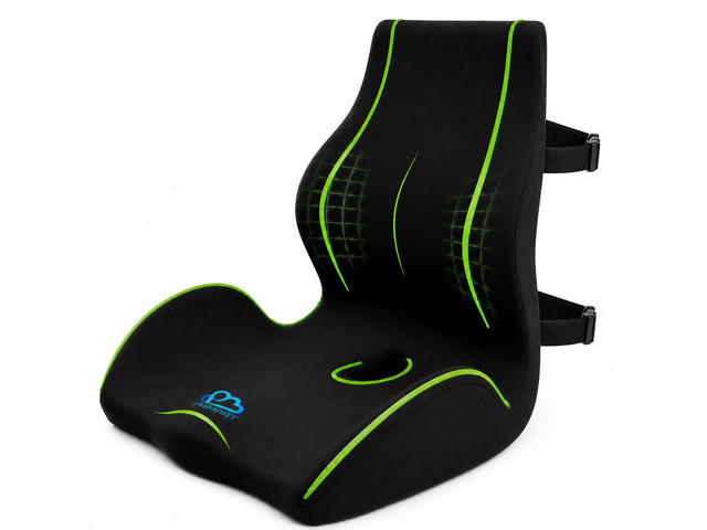 Ergonomic Memory Foam Seat Cushion for Office Chair, Car Seat, Dining, Gaming Chair & Wheelchair, Full Back & Lumbar Support Pillow One Piece, Back...