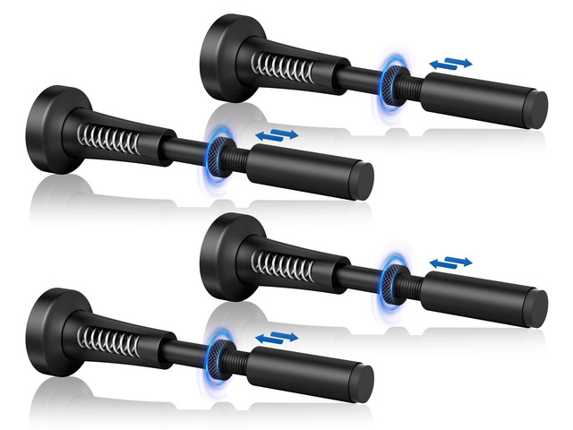 4Pcs Adjustable Spring Door Stop, 4.17-5.35in Long Door Stoppers, Black Door Stoppers with Silicone Tip, Matte Black Door Stop for Bottom of Door,...