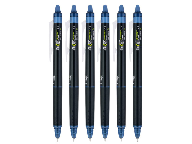 FriXion Synergy Clicker Retractable & Erasable Gel Ink Pens, 0.5mm Extra Fine Point, Navy Ink, 6-pack