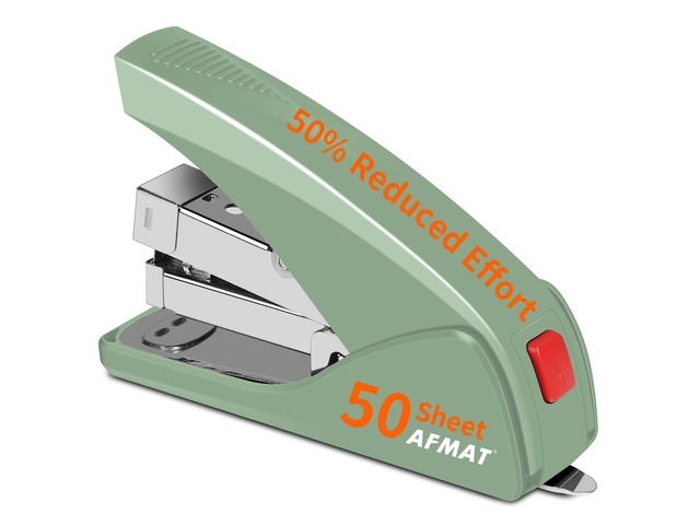 Effortless Stapler for Desk, 50 Sheet Capacity, Low Force, Built-in Staple Remover, One Finger Touch Stapling Desktop Stapler, Portable & Space...
