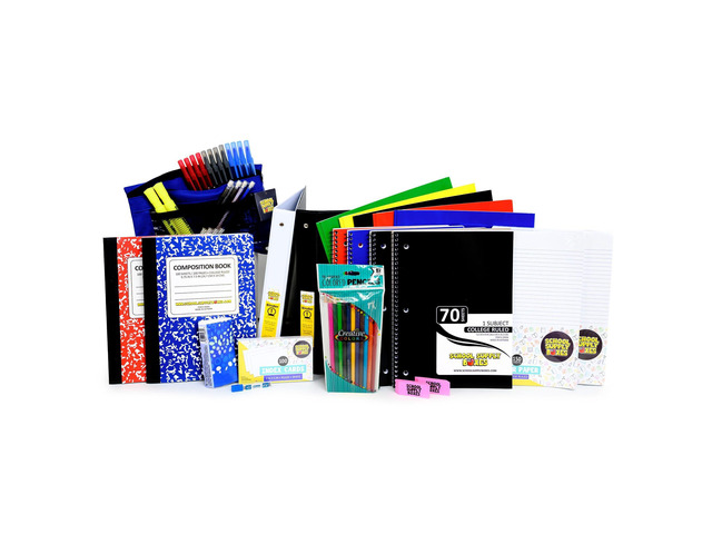 Secondary Essentials Bundle 1 Box - 51 Pieces per Box Back to Essentials Includes Folders, Notebooks, 1' Binder, Mechanical Pencils, Index Cards,...