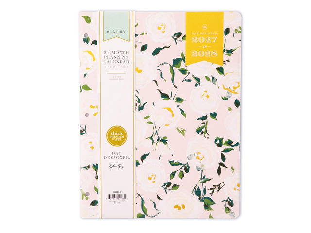 2027 24-Month Monthly Planner Calendar, 8.5'x11', Coming Up Roses January 2027 - December 2028, Flexible Cover, Stapled Binding, Day Designer