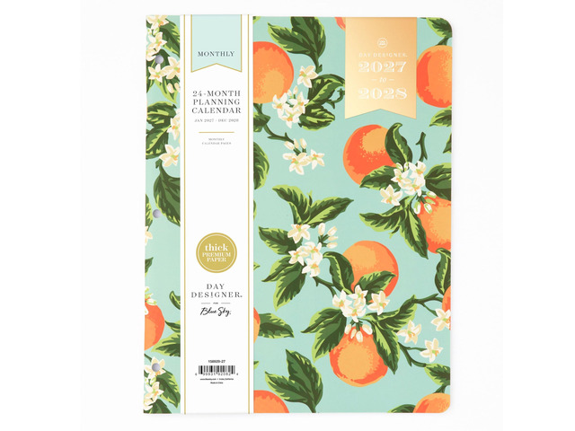 2027 24-Month Monthly Planner, 8.5'x11', Orange Blossom Mint January 2027 - December 2028, Flexible Cover, Stapled Binding, Day Designer