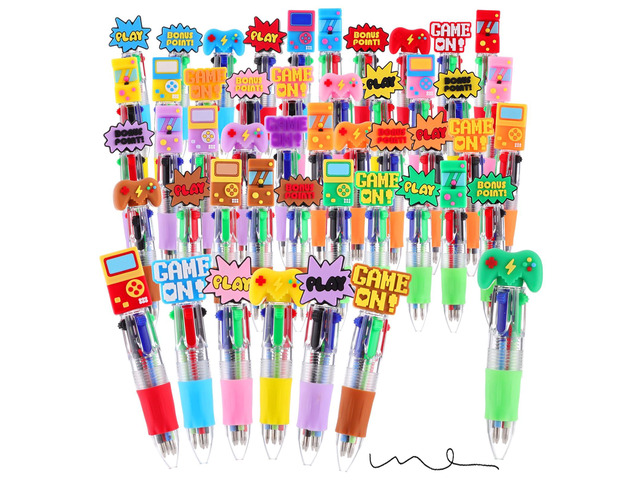 48 Pcs Video Game Party Favors for Students Kids, Cute Game Gifts Pens for kids, 4-in-1 Fun Pen,Prize Gifts for Classroom,Boy Birthday Party Favors