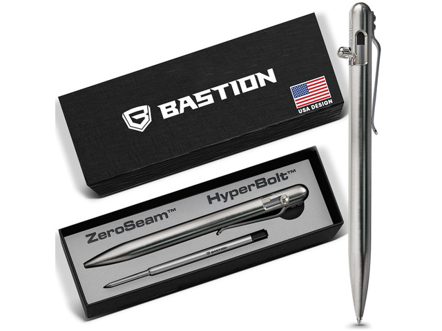 Bolt Action Pen, Stainless Steel Silver Slim, HyperBolt & ZeroSeam EDC Pen, Refillable Metal Writing Pen, Premium Graduation Gift, Executive Pocket...