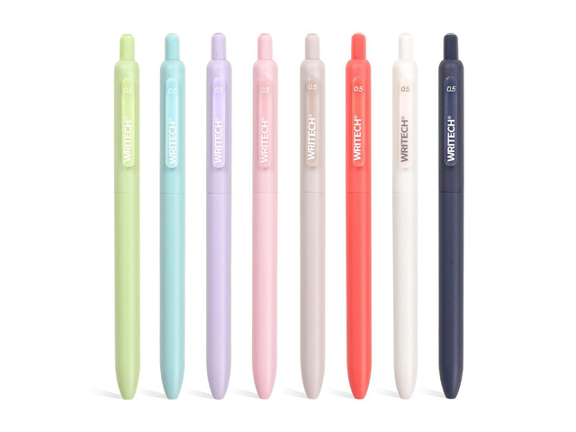 Gel Pens Fine Point: 0.5mm Multicolor Ink Silent Click Pen 8ct Bullet Tip Colored Pens No Smear Smudge Bleed Smooth Writing for Journaling Note...