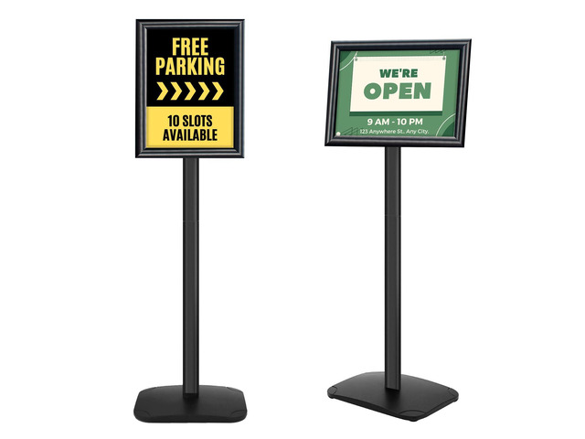 Heavy Duty Pedestal Sign Holder, 8.5 x 11' Floor Standing Sign Holder Adjustable Vertical & Horizontal Sign Stand for Display, Weighted Base for...