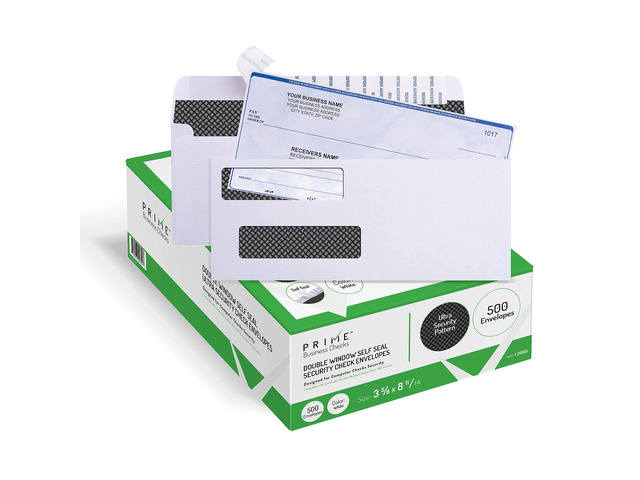 500 Self Seal QuickBooks Double Window Security Check Envelopes - for Business Laser Checks, Ultra Security Tinted, Self Adhesive Peel & Seal...