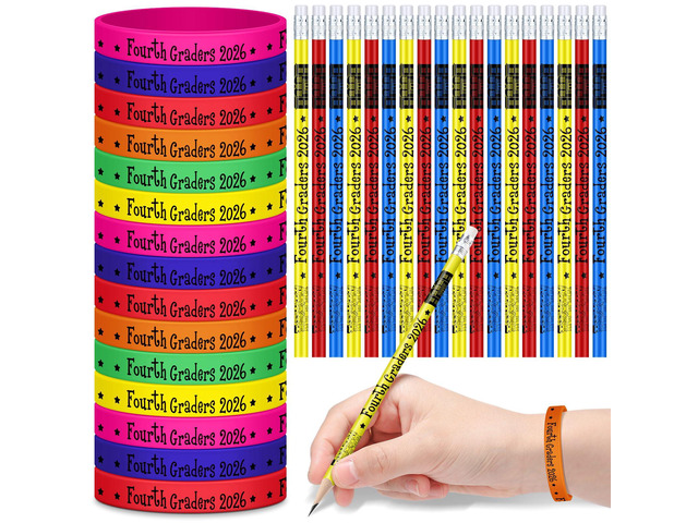 48 Pcs Back to School Gifts 4th Grade 2026 Pencils and Bracelets First Day of School Gifts Bulk, for Students from Teacher 4th Grade Classroom...