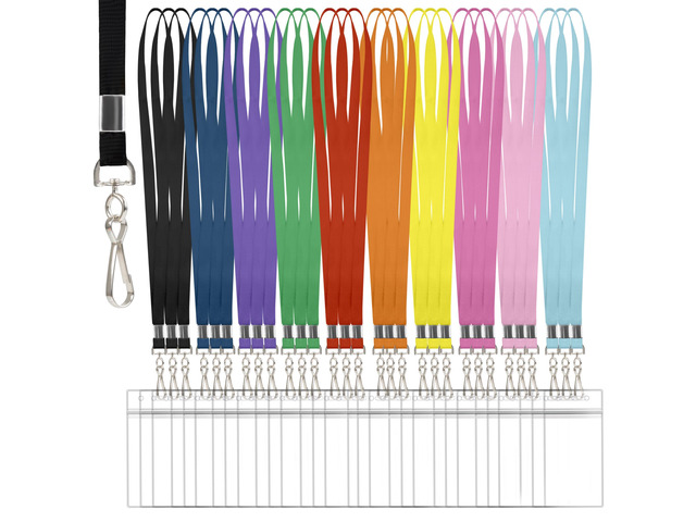30 Pcs Clear Waterproof Lanyards for ID Badges & Cruise Cards Rainbow/10-color options, vertical nametag holder for carnival sails, cruise cards,...