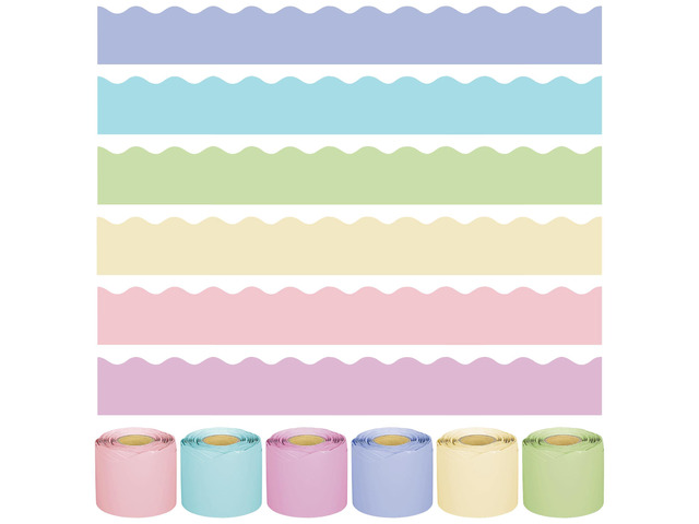 240Ft Pastel Bulletin Board Borders Colorful Classroom Border Trim Pastel Scalloped Borders Rolled Candy Bulletin Board Decorations for Classroom...