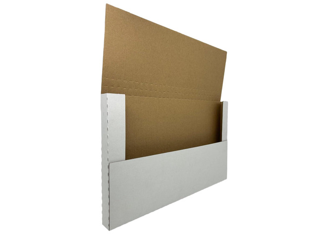 50 Pack 14 1/8' x 8 5/8' x 1' Cardboard Easy-Fold Shipping Box Mailers, Legal-Size Height Adjustable for Documents, White (EM1481)