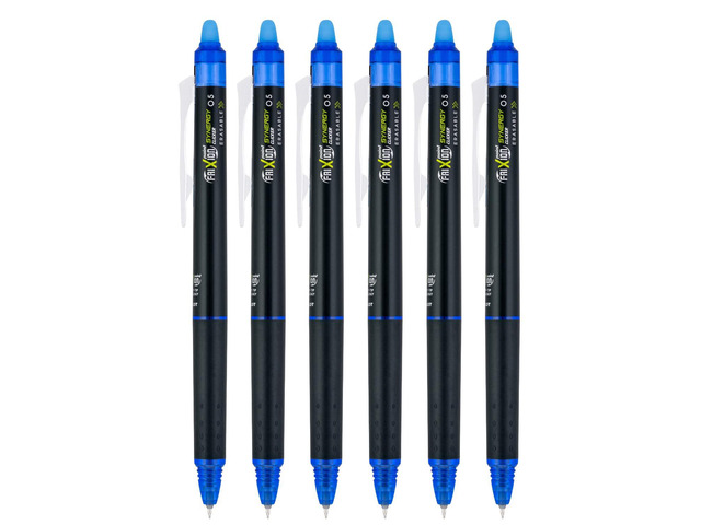 FriXion Synergy Clicker Retractable & Erasable Gel Ink Pens, 0.5mm Extra Fine Point, Blue Ink, 6-pack
