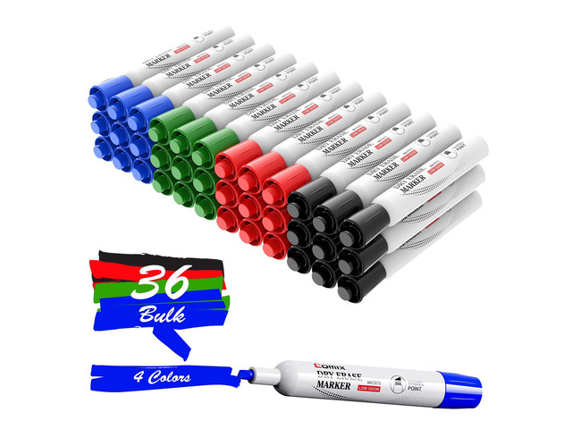 Dry Erase Markers, Chisel Tip Whiteboard Markers, 36 Bulk 4 Colors Low Odor, Non-toxic, Smooth Writing, Easy to erase, Suitable for Classroom,...