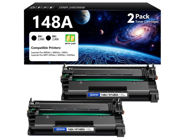 148A Toner Cartridge Black 2-Pack Compatible for HP LaserJet Pro 4001dn 4001dw 4001n MFP 4101dw 4101fdn 4101fdw 4001 4101 Series Printer...