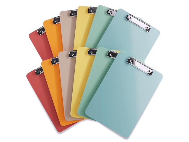 Clipboards Set of 12 Plastic Clip Boards 8.5x11 Bulk Colored Acrylic Clipboards for Classroom, Boho Classroom Decor, Teacher Supplies Cute...