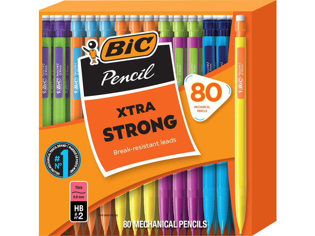 Xtra Strong Mechanical Pencils, 0.9 mm for Smooth Dark Lines, 80-Count Assorted Colored Barrels, Thick Point for Smooth Dark Lines