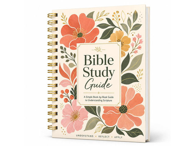 Bible Study Guide for Women, Book-by-Book Overview of All 66 Books, B5 Size Spiral-Bound with Pocket Scripture Companion for Personal Devotions,...