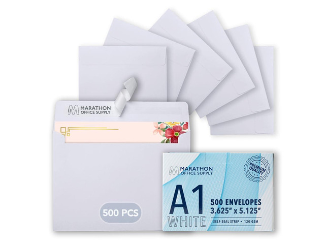 MOS White RSVP Envelopes A1 4Bar (3.625 x 5.125 Inch) 500 Pack, Self-Seal Heavyweight for 3.5 x 5 Cards, Thank You Notes, Gift Cards, Wedding...
